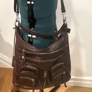 Tano Leather Crossbody/Shoulder Hybrid Bag in a Chocolate Color